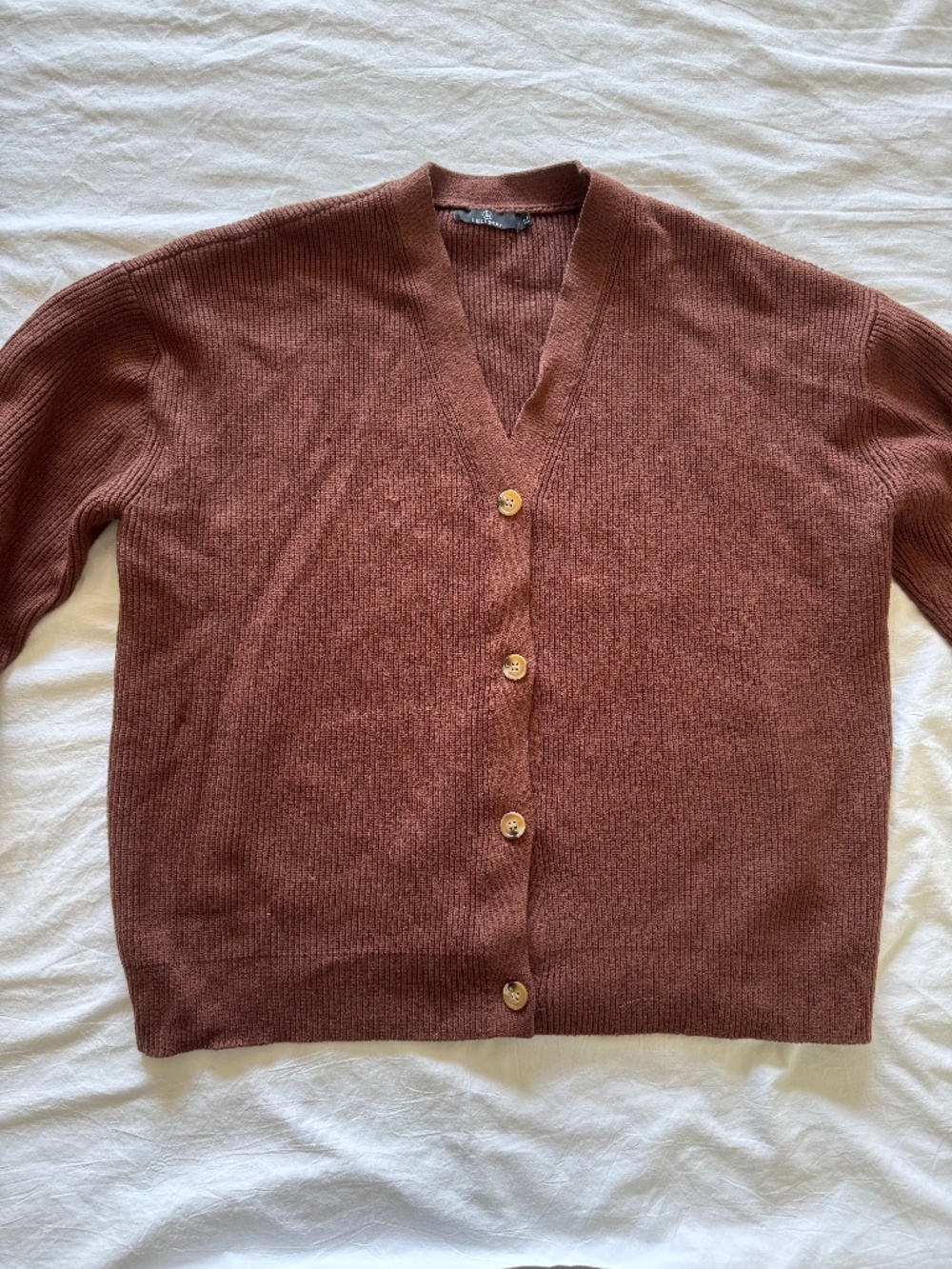 Brown Cardigan with Tortoiseshell Buttons